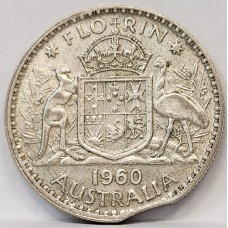 AUSTRALIA 1960 . FLORIN . ERROR . CLIPPED PLANCHET